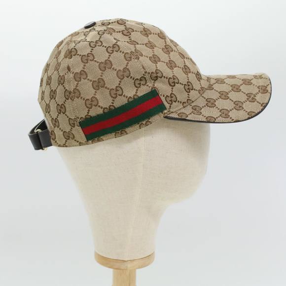 GUCCI GG Canvas Web Sherry Line Cap L Beige Red Green 200035 Auth ki2941 - Picture 5 of 10